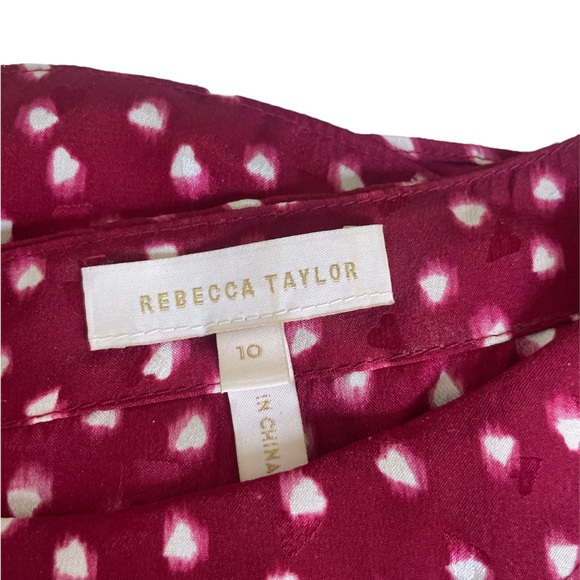 ♥️ Rebecca Taylor, women’s size 10 ,patterned , red and white 100% silk shirt♥️ - Picture 4 of 4